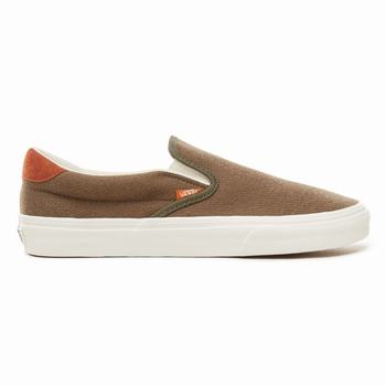 Női Vans Suede Flannel Slip-On 59 Tornacipő VA4130865 Olivazöld